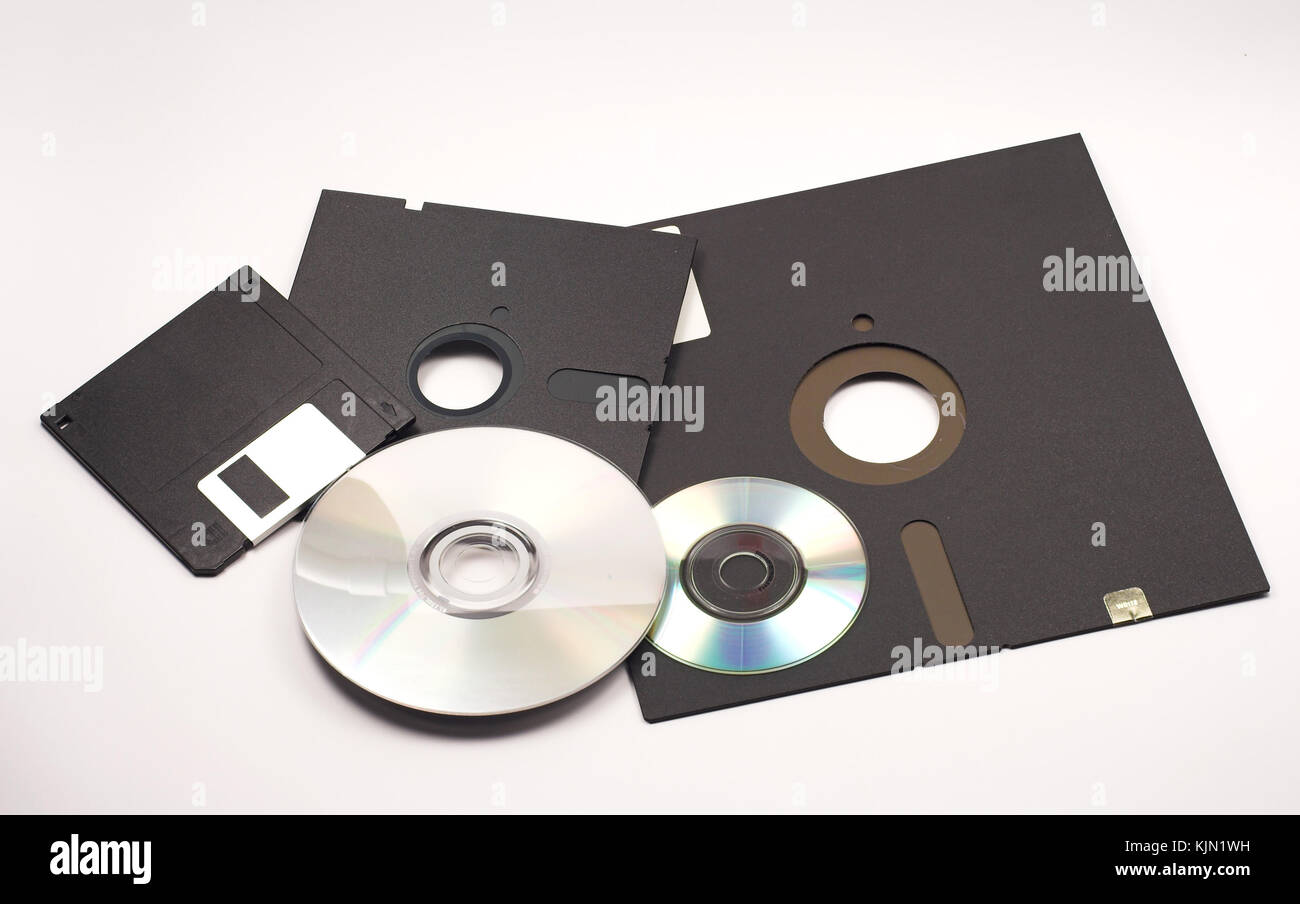 Several floppy disks and CDROMs Stock Photo Alamy