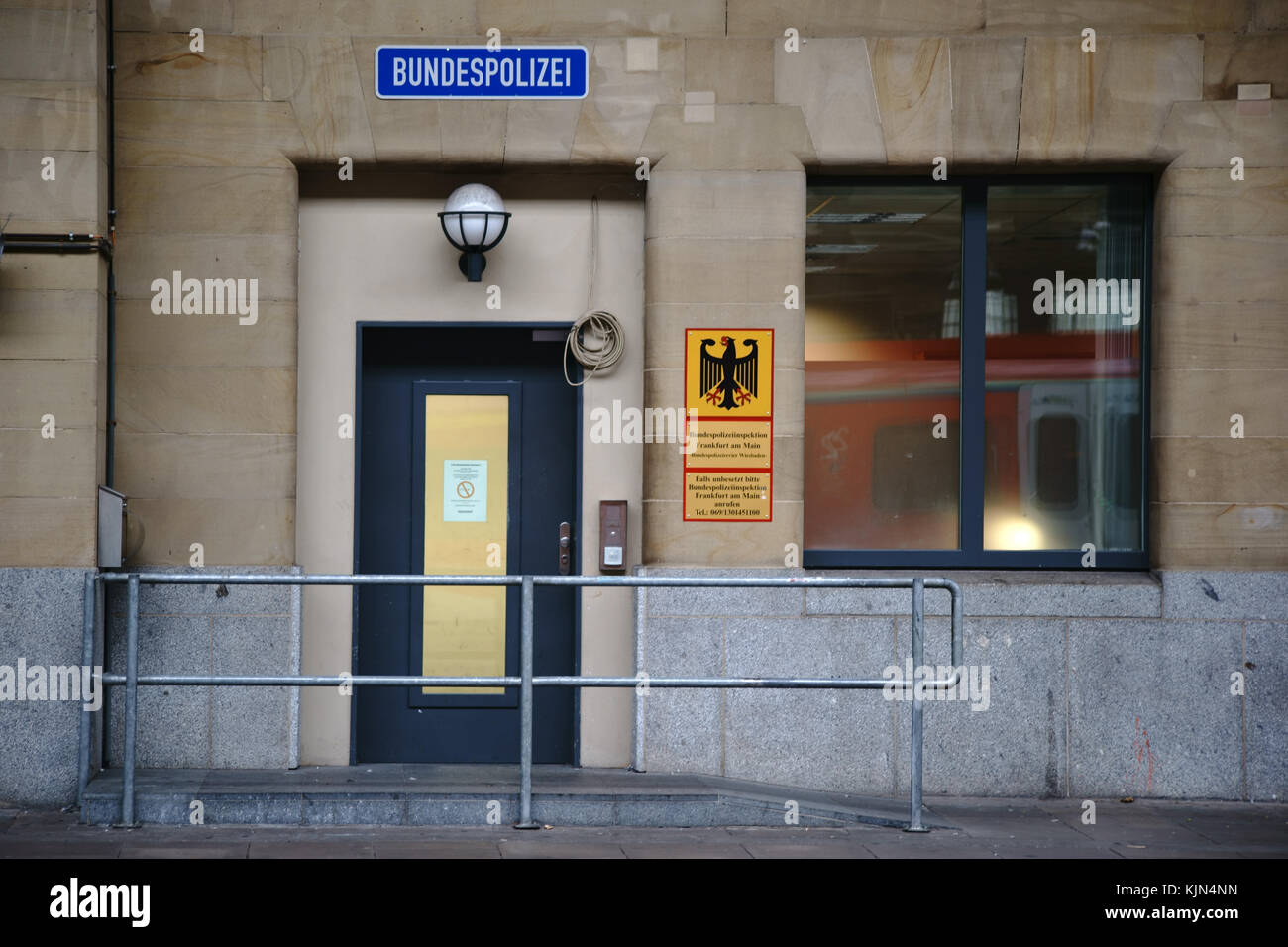 Wiesbaden, Germany - October 28, 2017: The Federal Police station of the Federal Police Wiesbaden in Wiesbaden main station on October 28, 2017 in Wie Stock Photo