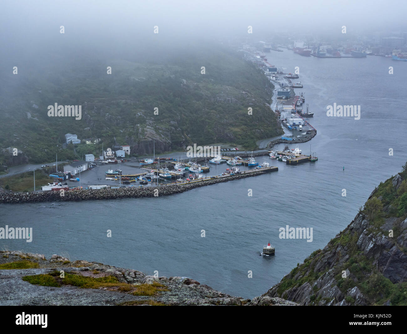 The Narrows entering St. John's Harbour from Signal Hill National Historic Site, St. John's, Newfoundland, Canada. Stock Photo