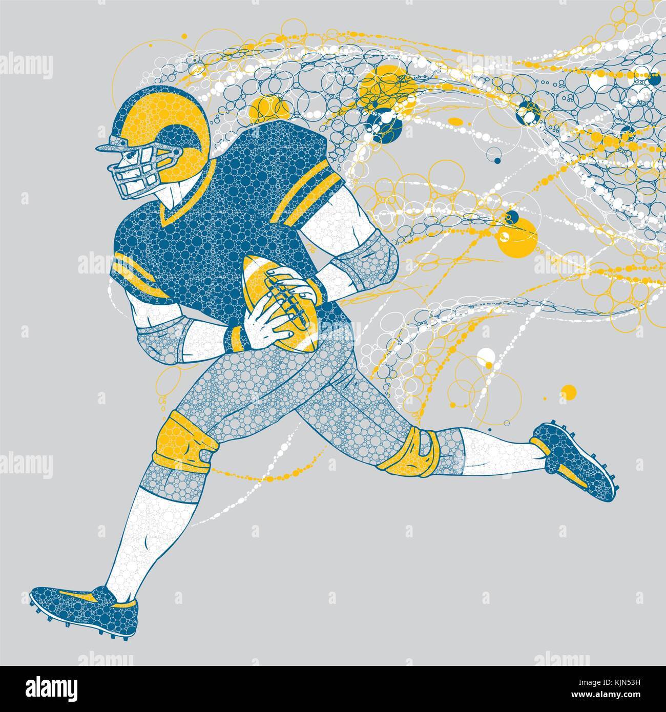 American football player with graphic trails Stock Vector