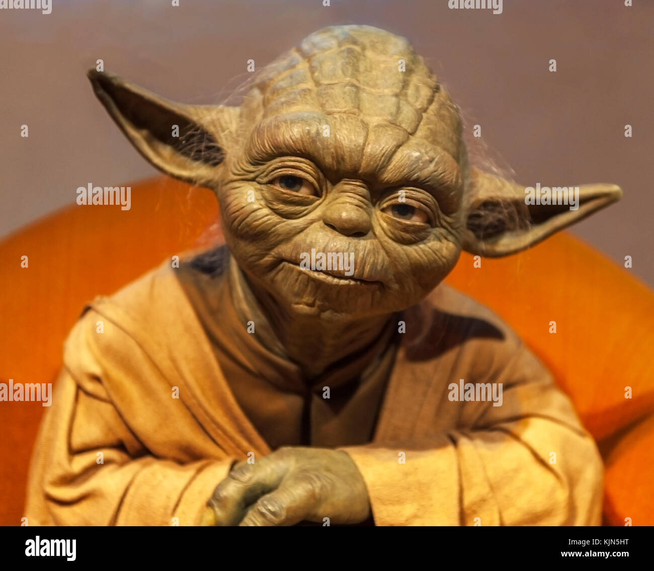 Berlin, Germany - March 2017: Master Yoda  wax figure in Madame Tussaud's museum Stock Photo