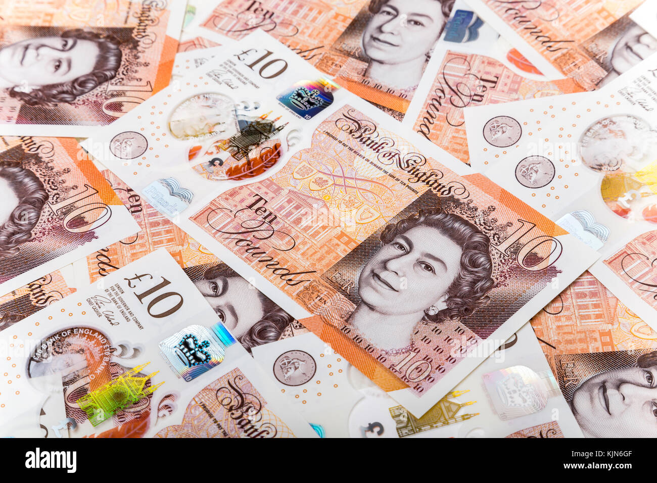 New polymer £10 pound notes Stock Photo