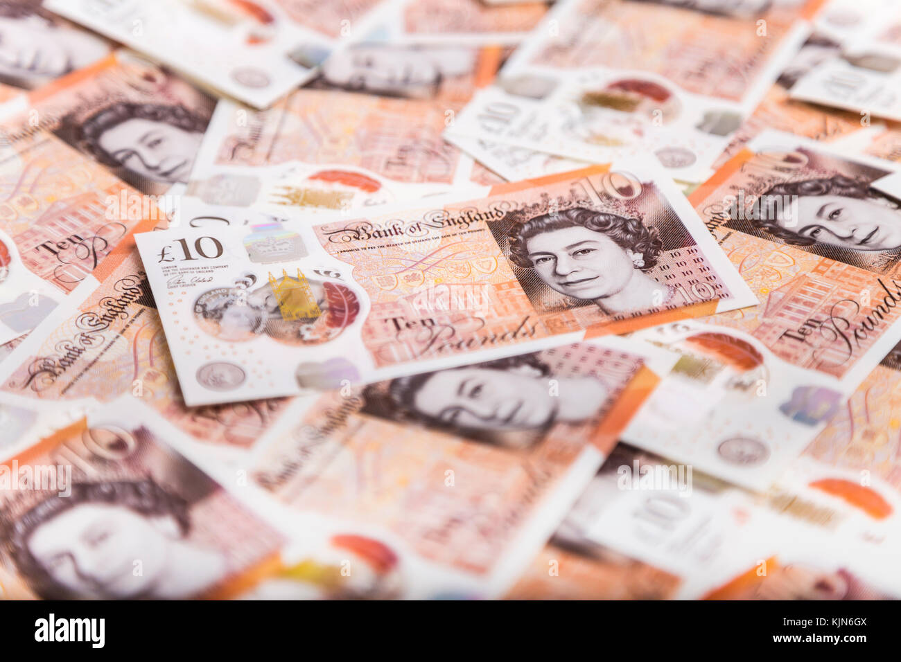 New polymer £10 pound notes Stock Photo