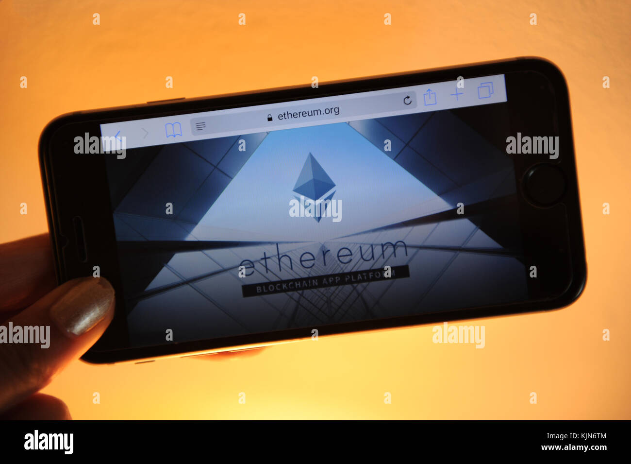 The Ethereum website on a phone Stock Photo