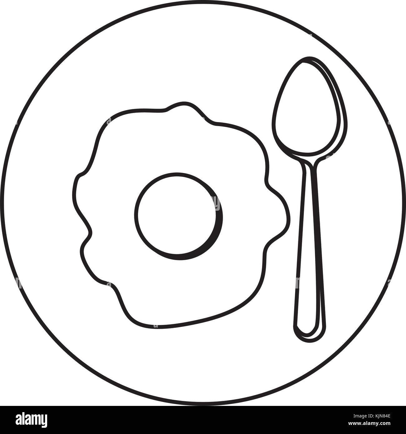fried egg with spoon on dish in monochrome silhouette on white background  Stock Vector Image \u0026 Art - Alamy, image size:1300x1390