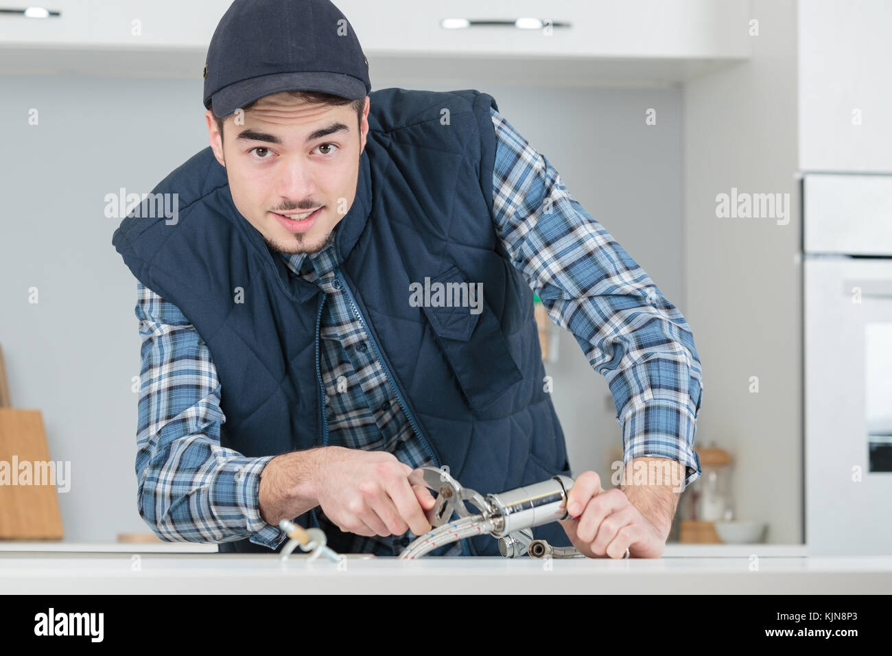 Portrait of plumber Stock Photo