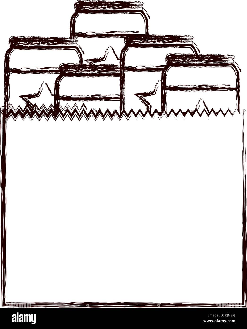 paper bag with canned beers in brown blurred silhouette Stock Vector