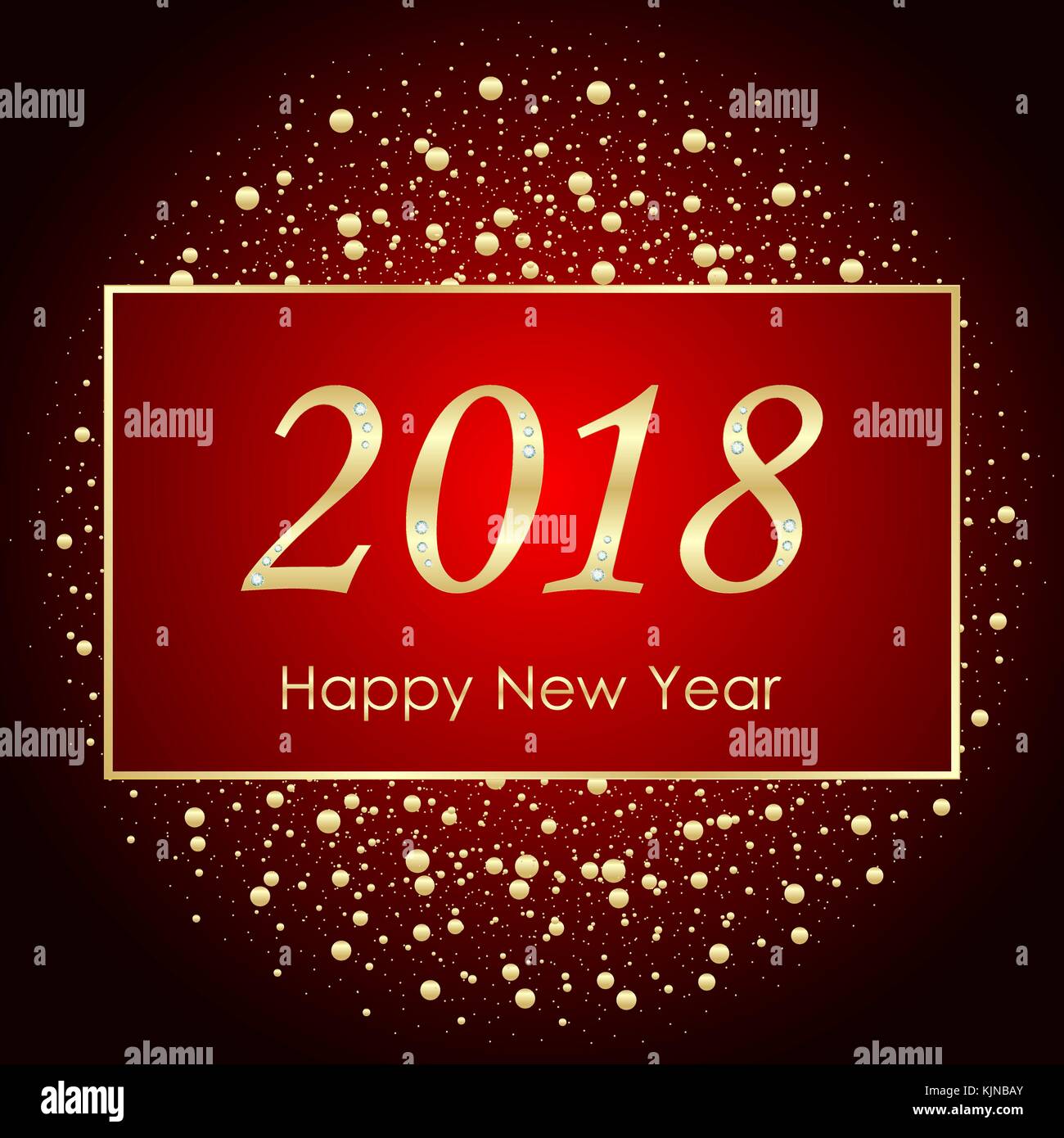 Vector 2018 New Year Black background with gold glitter confetti ...