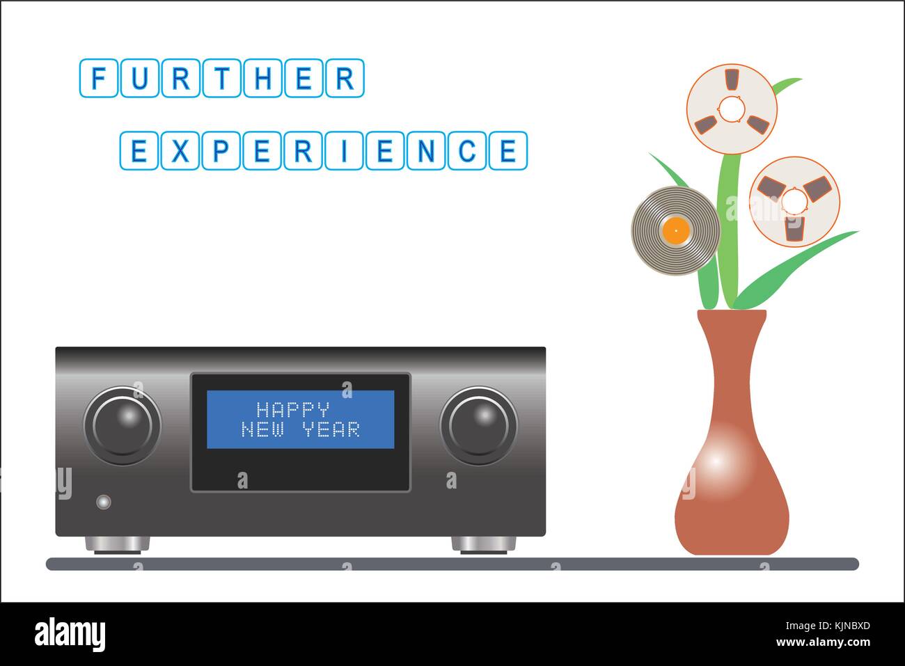 Audio experience with digital device and analogue source. Vector illustration Stock Vector