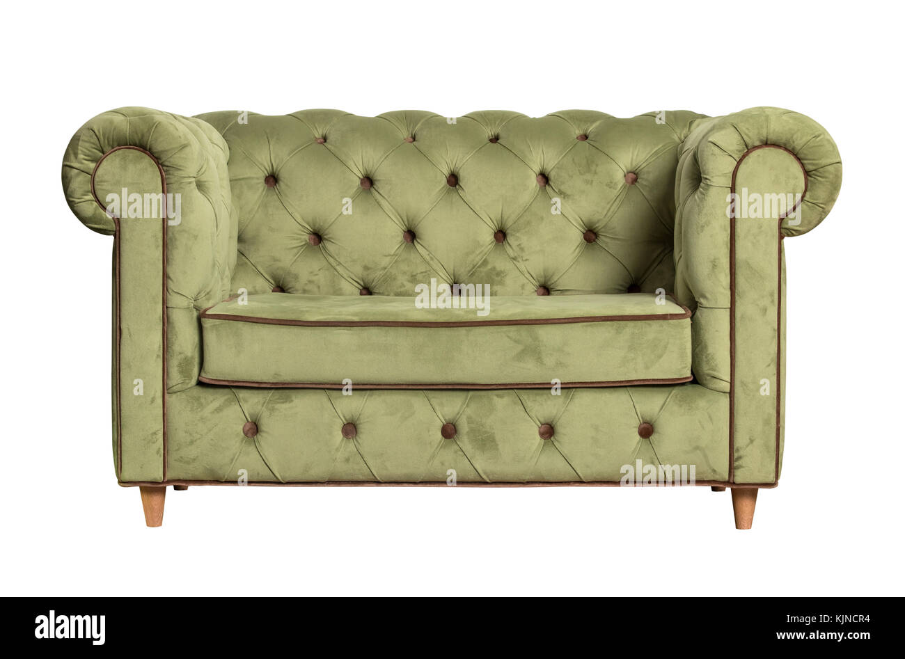 Green textile sofa isolated on white background Stock Photo