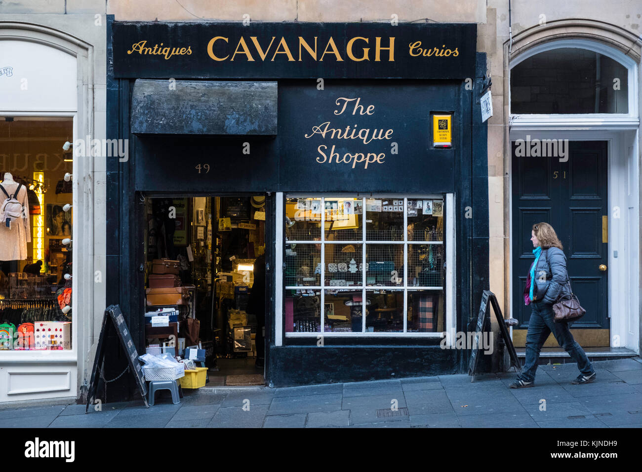 Cavanagh Antiques shop on Cockburn Street in Edinburgh Old Town