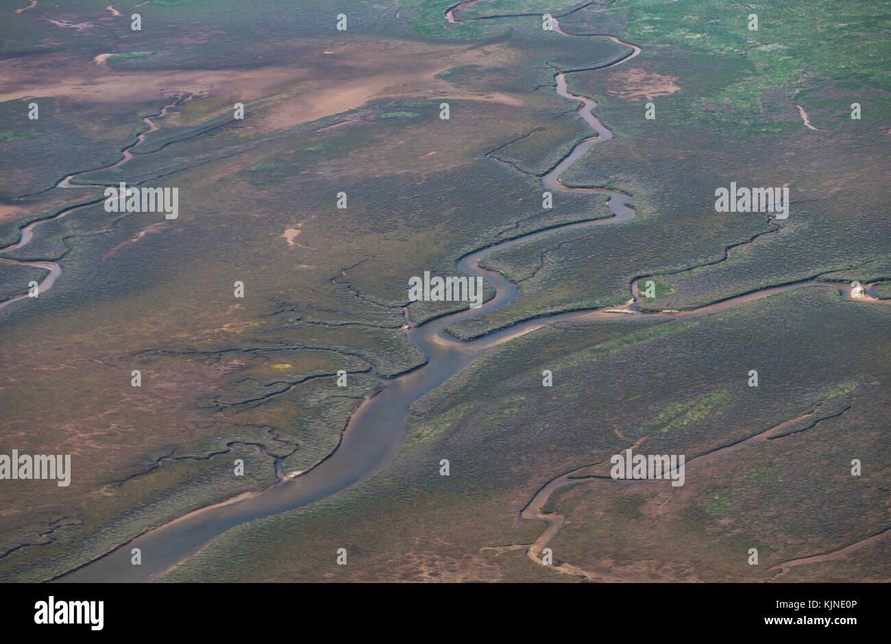 The image shows the Wadden Sea of the East Frisian Islands from the air Stock Photo