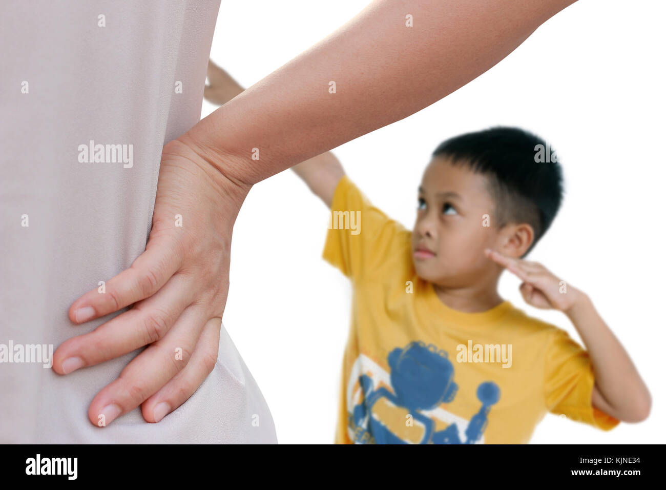 Mother scolds her son Stock Photo
