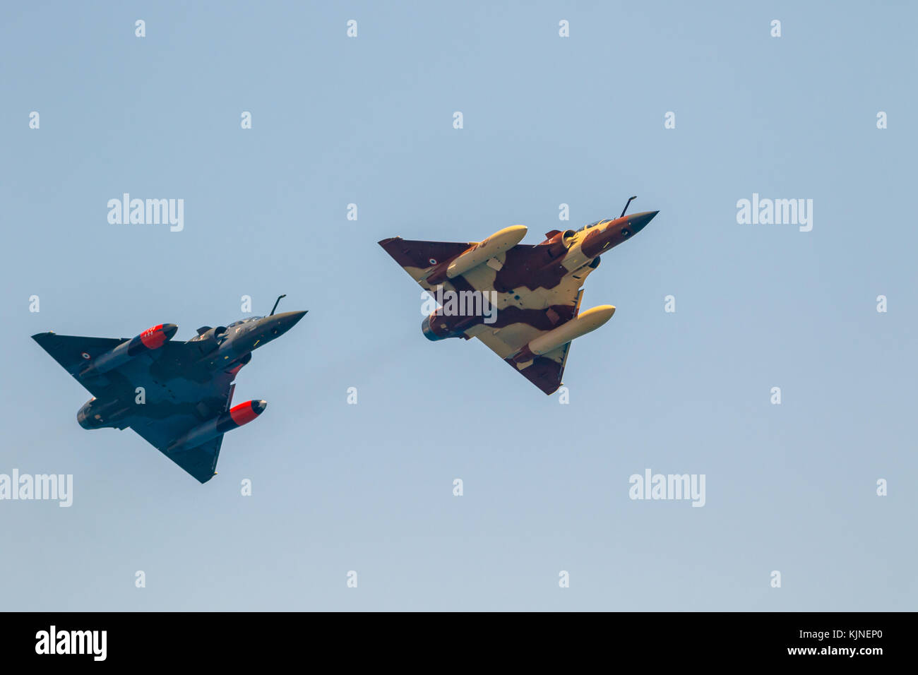 TORRE DEL MAR, MALAGA, SPAIN-JUL 28: Aircraft Mirage 2000 of the Couteau Delta Tactical Display  taking part in a exhibition on the 2nd airshow of Tor Stock Photo