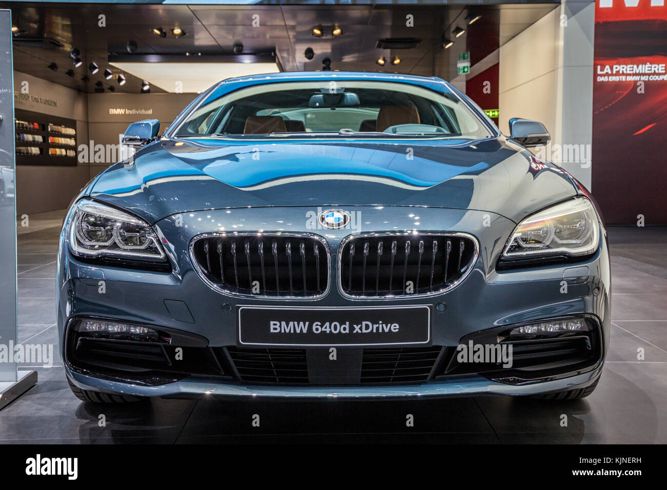 GENEVA, SWITZERLAND - MARCH 1, 2016: BMW 640d xDrive Coupe car showcased at the 86th Geneva International Motor Show. Stock Photo