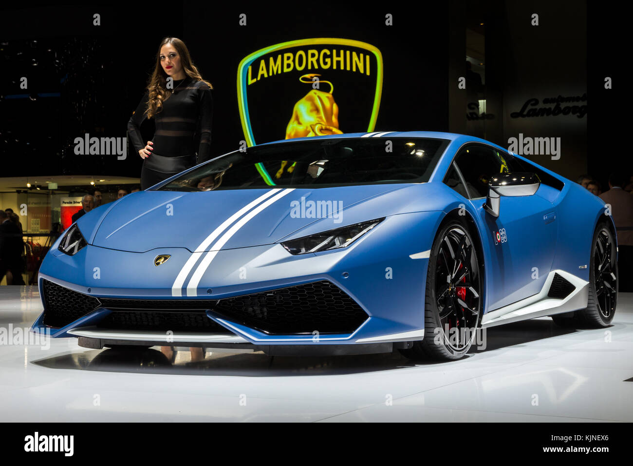 GENEVA, SWITZERLAND - MARCH 1, 2016: New Lamborghini Huracan Avio LP 610-4 sports car showcased at the 86th Geneva International Motor Show. Stock Photo