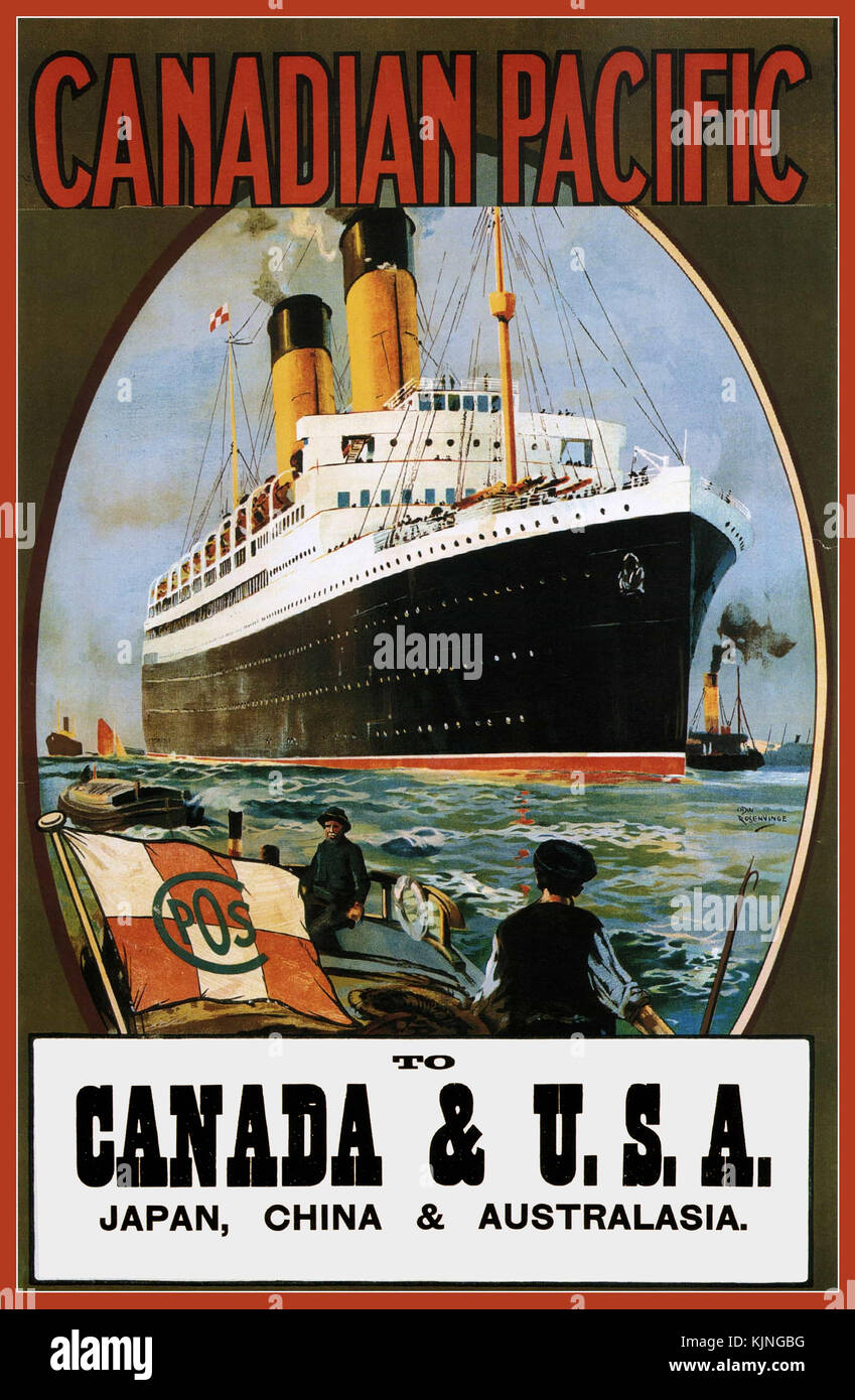 1930's Vintage Travel Poster Canadian Pacific cruise steam ship to USA ...