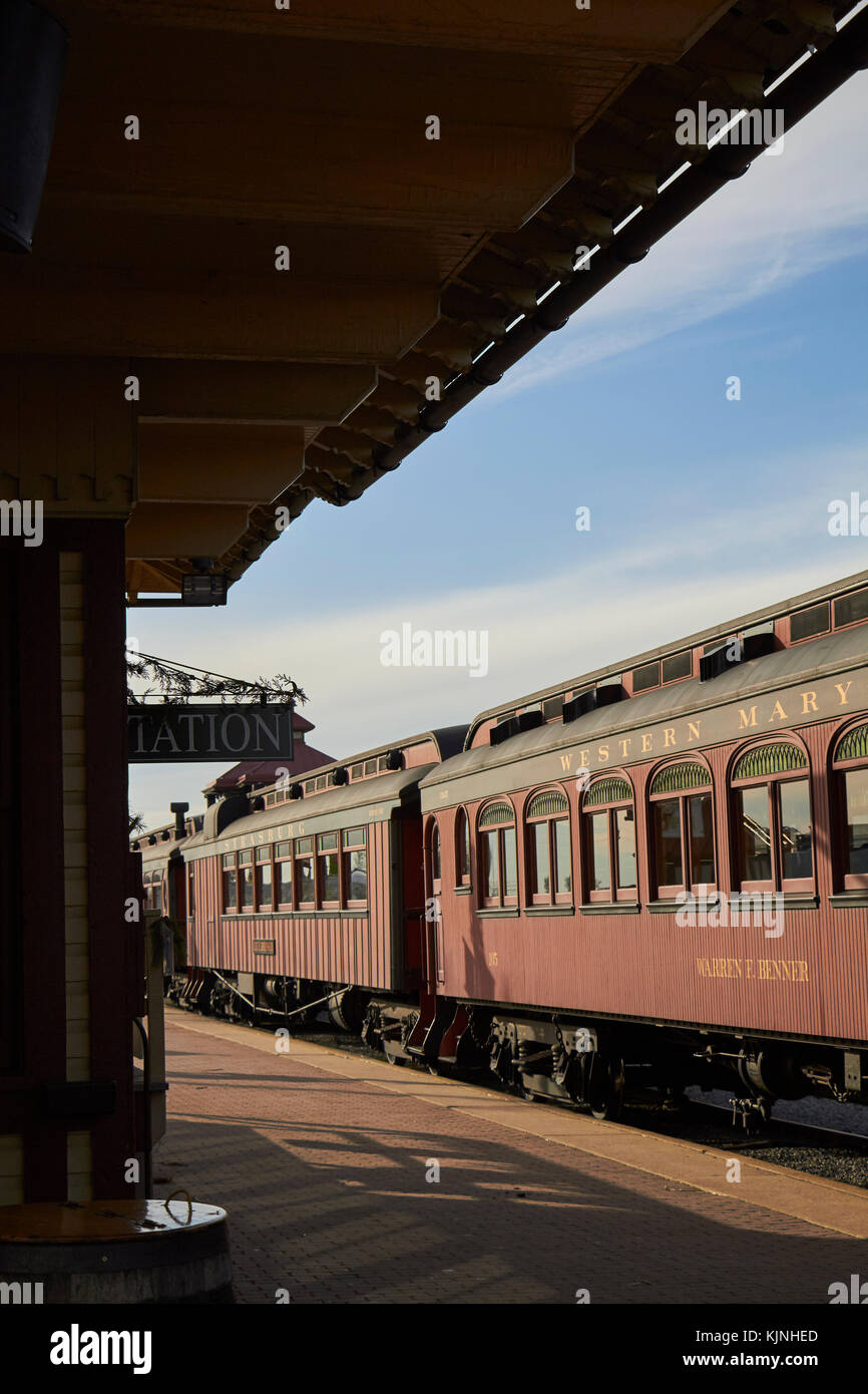 Train at a station platform, Strasburg Railroad, Strasburg, Lancaster