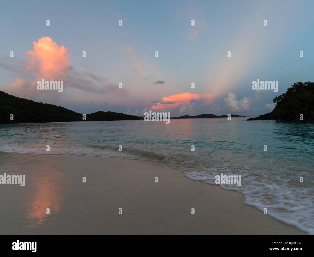 Sunrise over Trunk Bay, St. John, US Virgin Islands National Park Stock