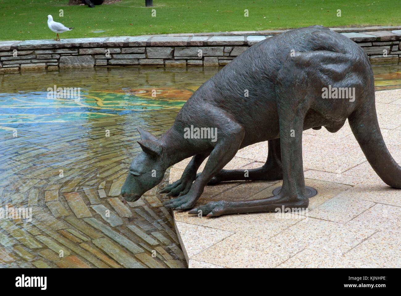 A bronze sculpture of a kangaroo in the CBD of Perth, Western Australia