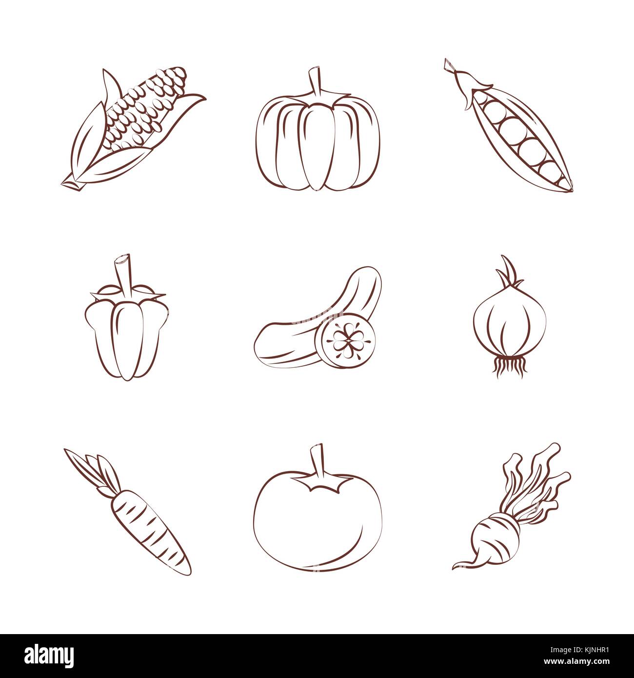Vegetables icons set Stock Vector Image & Art - Alamy