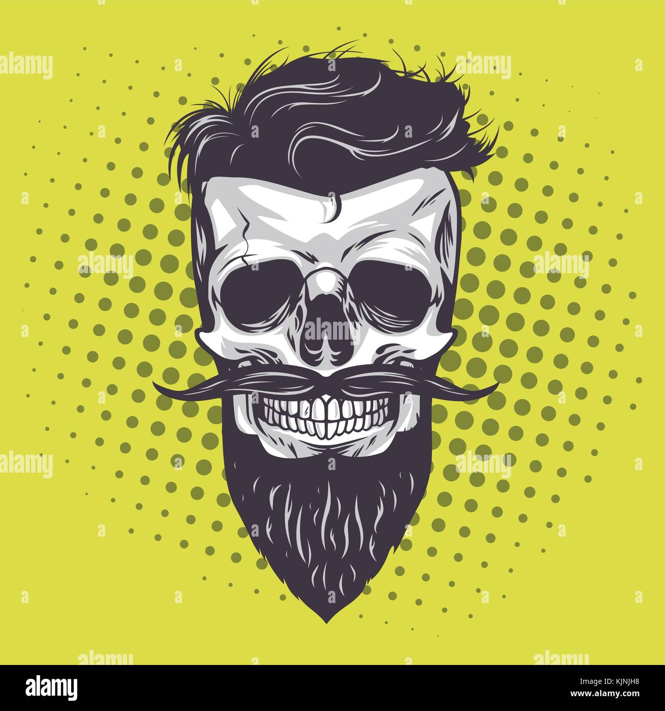 Hipster Skull Pop Art Vector Illustration Stock Vector