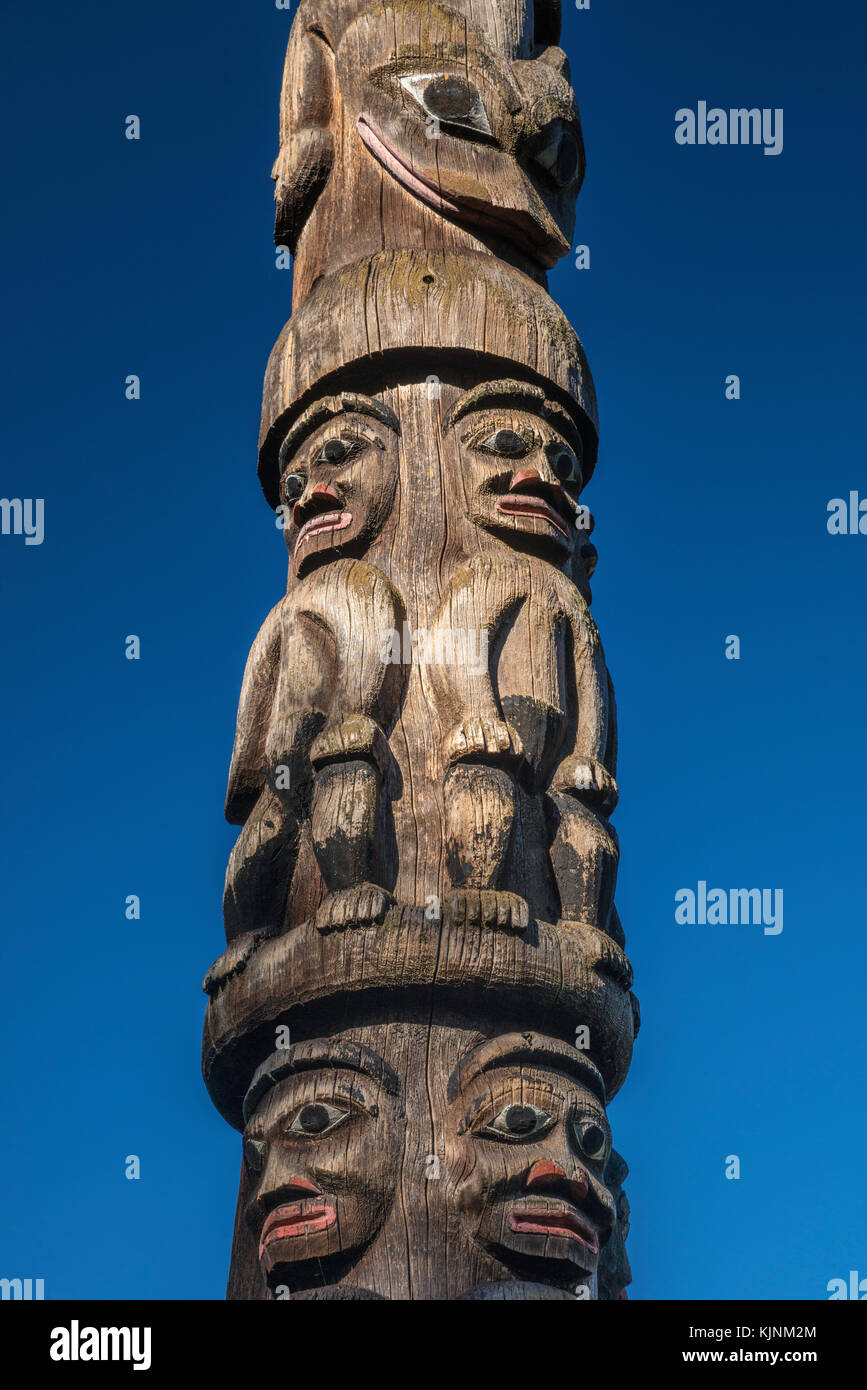 Figures at Gitxsan Pole, 1954, by carvers Mungo Martin, David Martin