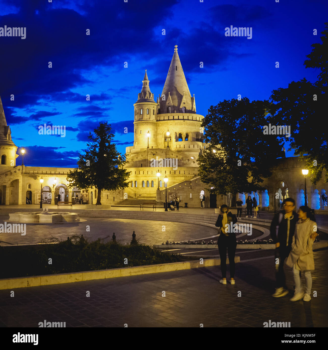 fishermans-bastion-at-night-in-budapest-high-resolution-stock