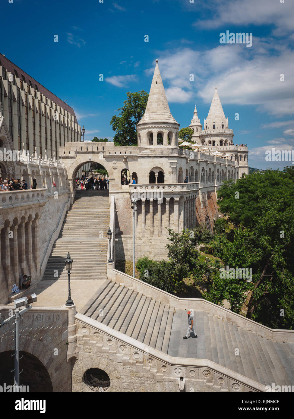 View of the Halaszbastya (Fisherman's Bastion) in Budapest (Hungary). June 2017. Portrait format. Stock Photo