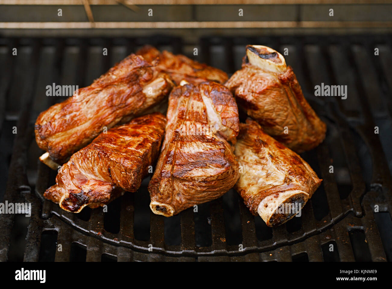beef short ribs on bbq flame grill Stock Photo Alamy