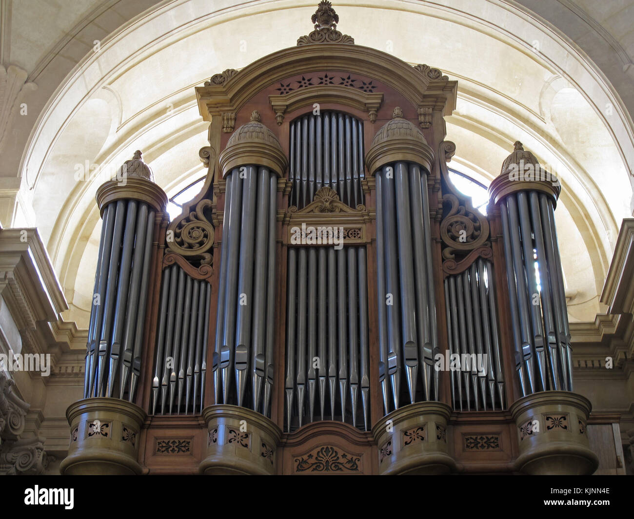 Great organ built by Aristide Cavaille-Coll in 1846, Temple de Pentemont, Protestan church, rue de Grenelle, Paris, France, Europe Stock Photo