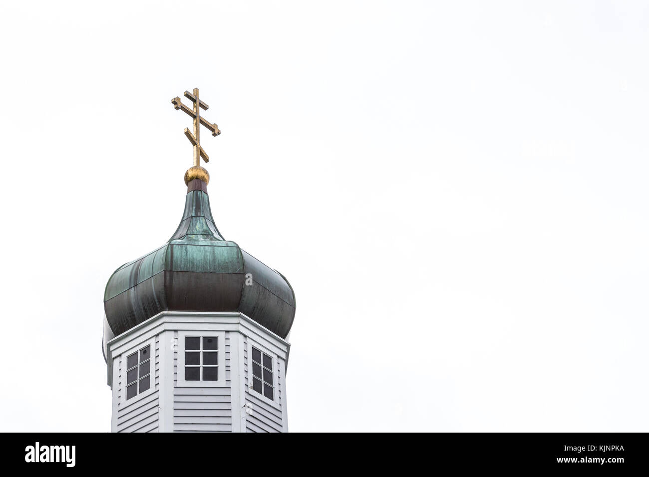 Sitka, Alaska, USA - August 20, 2017: The Cathedral of St Michael Archangel placed at Lincoln and Matsoutoff Streets in Sitka, Alaska. Stock Photo