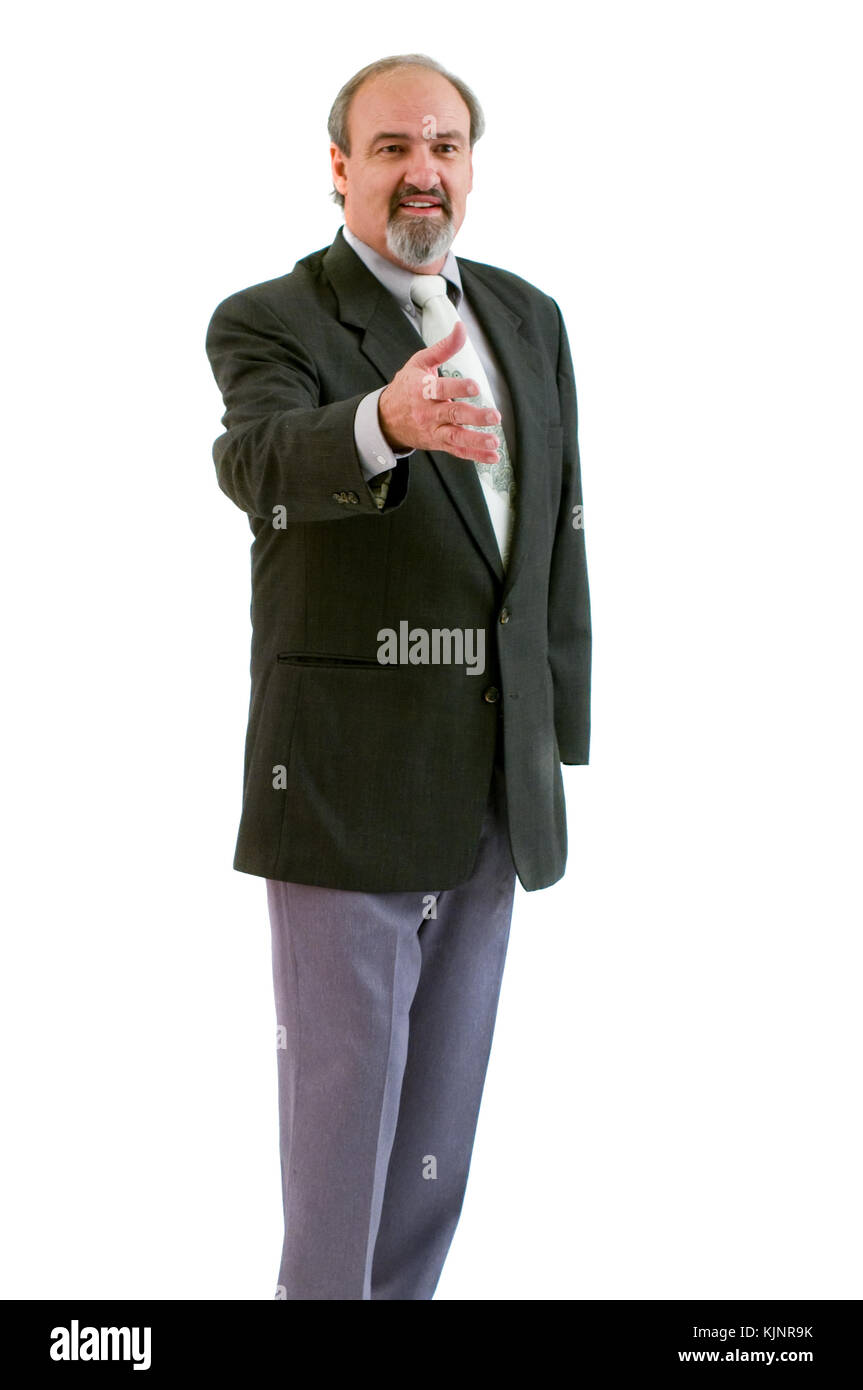 A businessman with amputated left arm reaching to shake hands with his