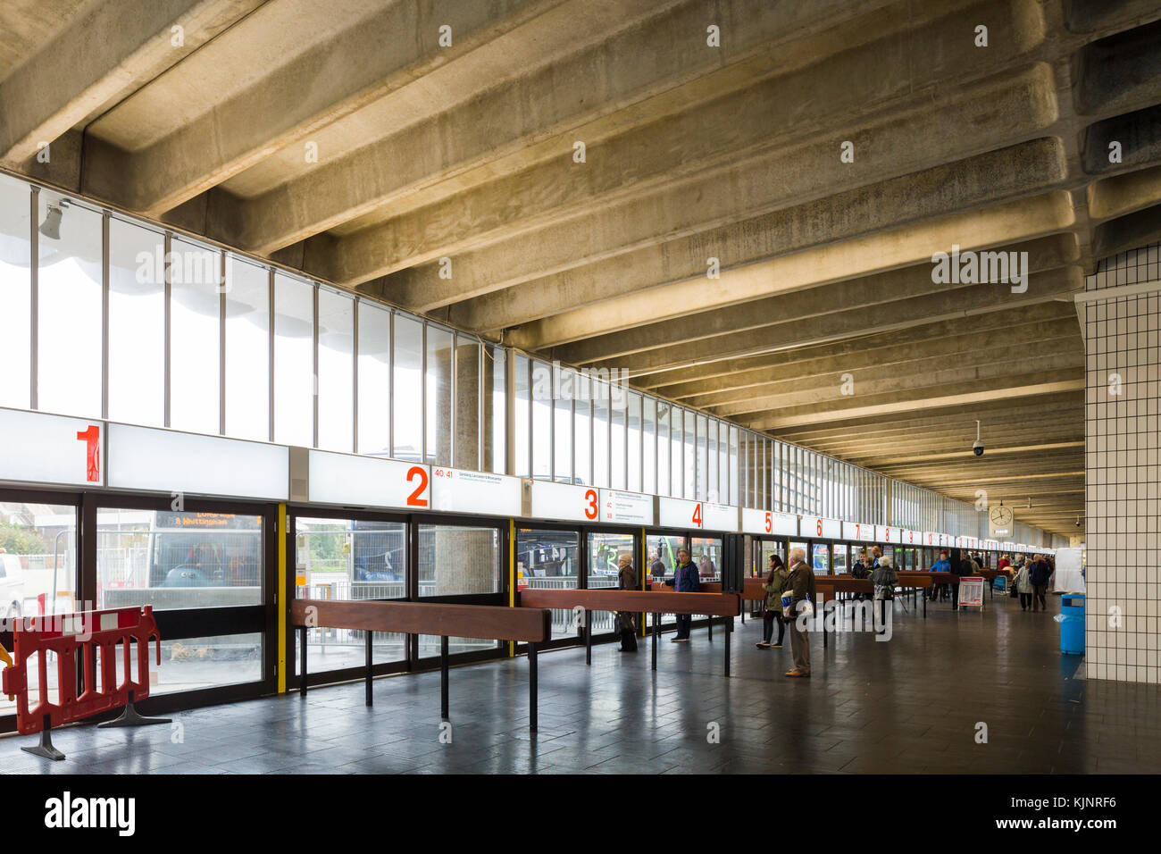 Interior of Preston Bus Station, a Brutalist Listed Building recently saved from demolition, by Building Design Partnership / Ove Arup, 1969. Stock Photo