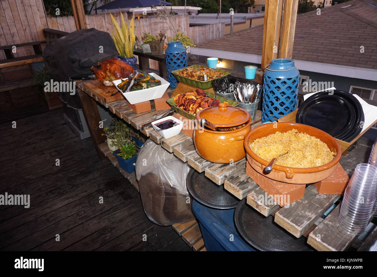 A Mexican-American Thanksgiving Dinner Stock Photo