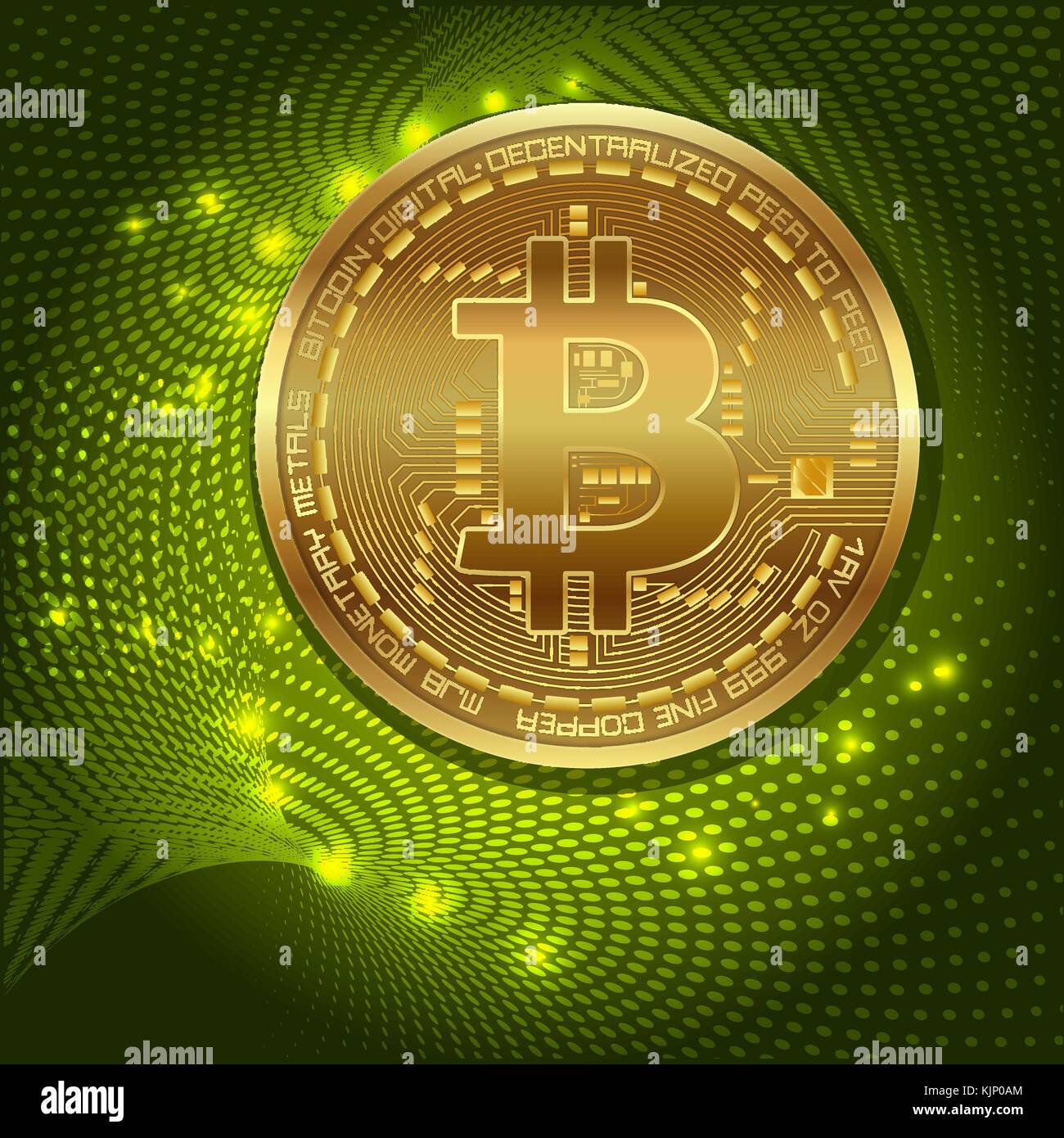 Golden bitcoin digital currency, futuristic digital money, technology