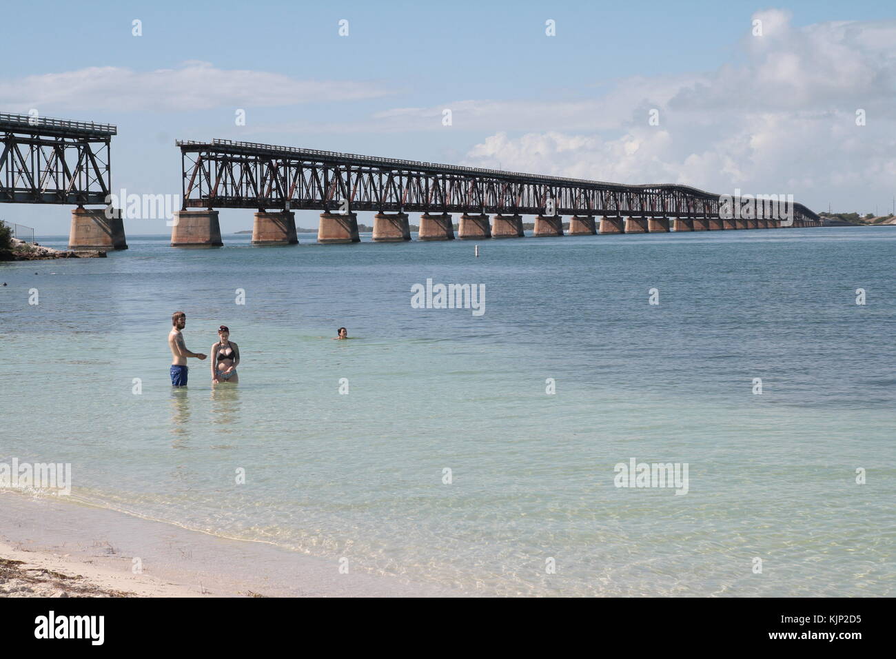 The interrupted bridge of old Overseas Highway, Keys Islands, Florida. Stock Photo