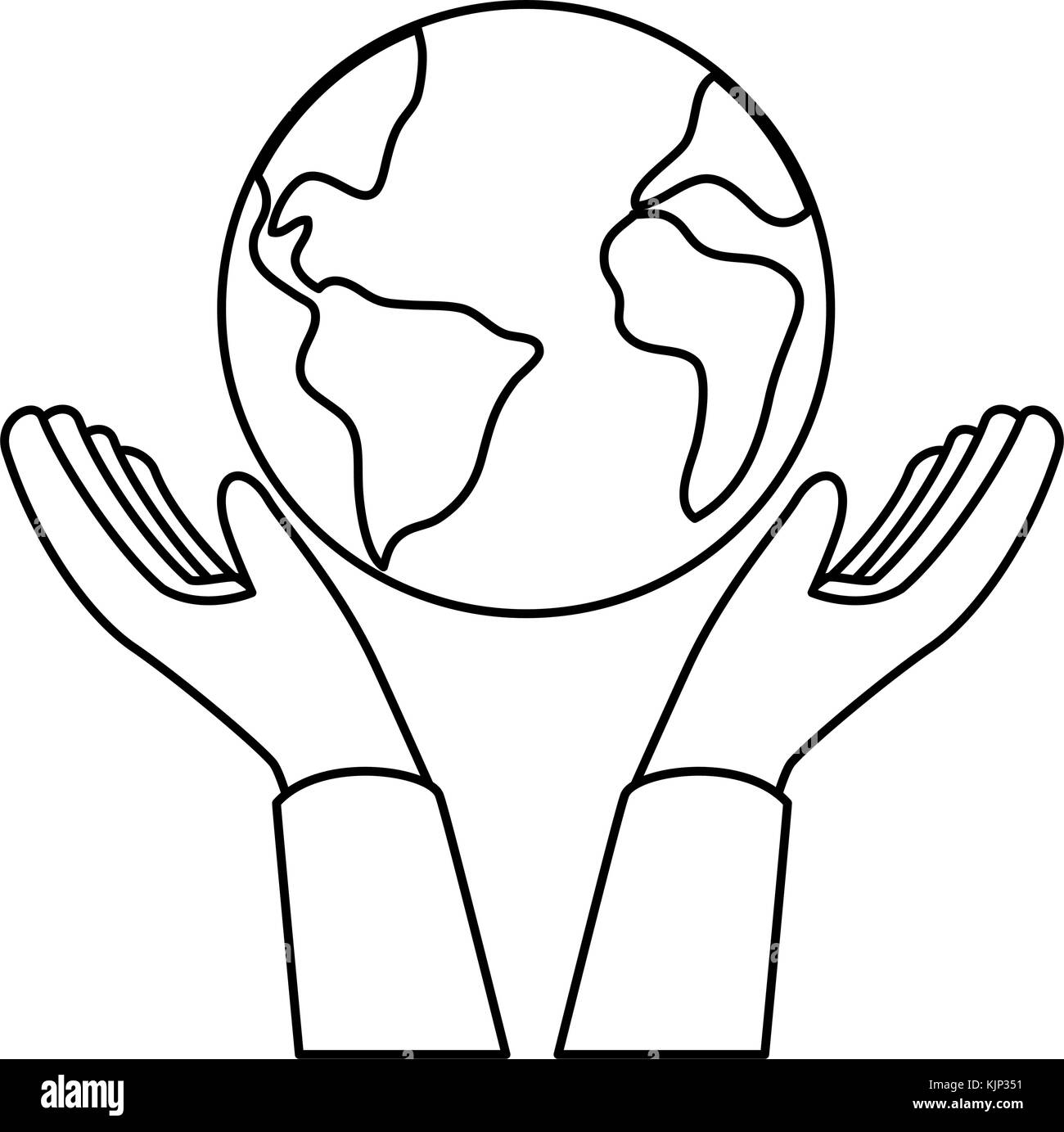 hands with world planet earth icon vector illustration design Stock ...