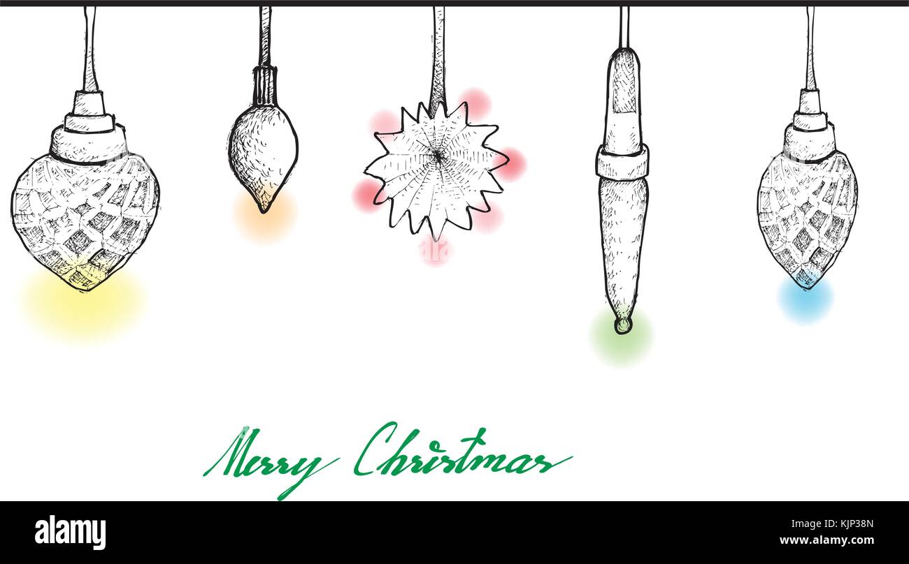 Illustration Hand Drawn Sketch of Various Style of Lovely Christmas