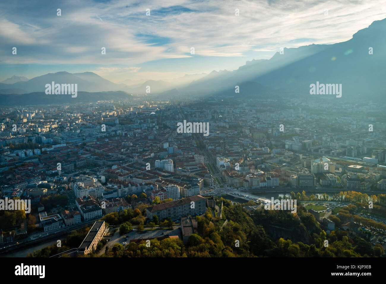 View of Grenoble and Vercors mountains in France in autumn Stock Photo