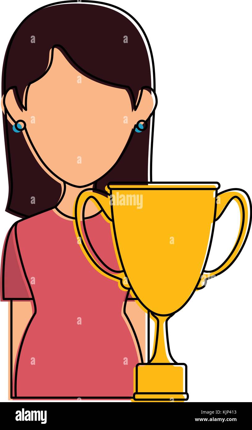 woman with trophy cup award icon Stock Vector Image & Art - Alamy