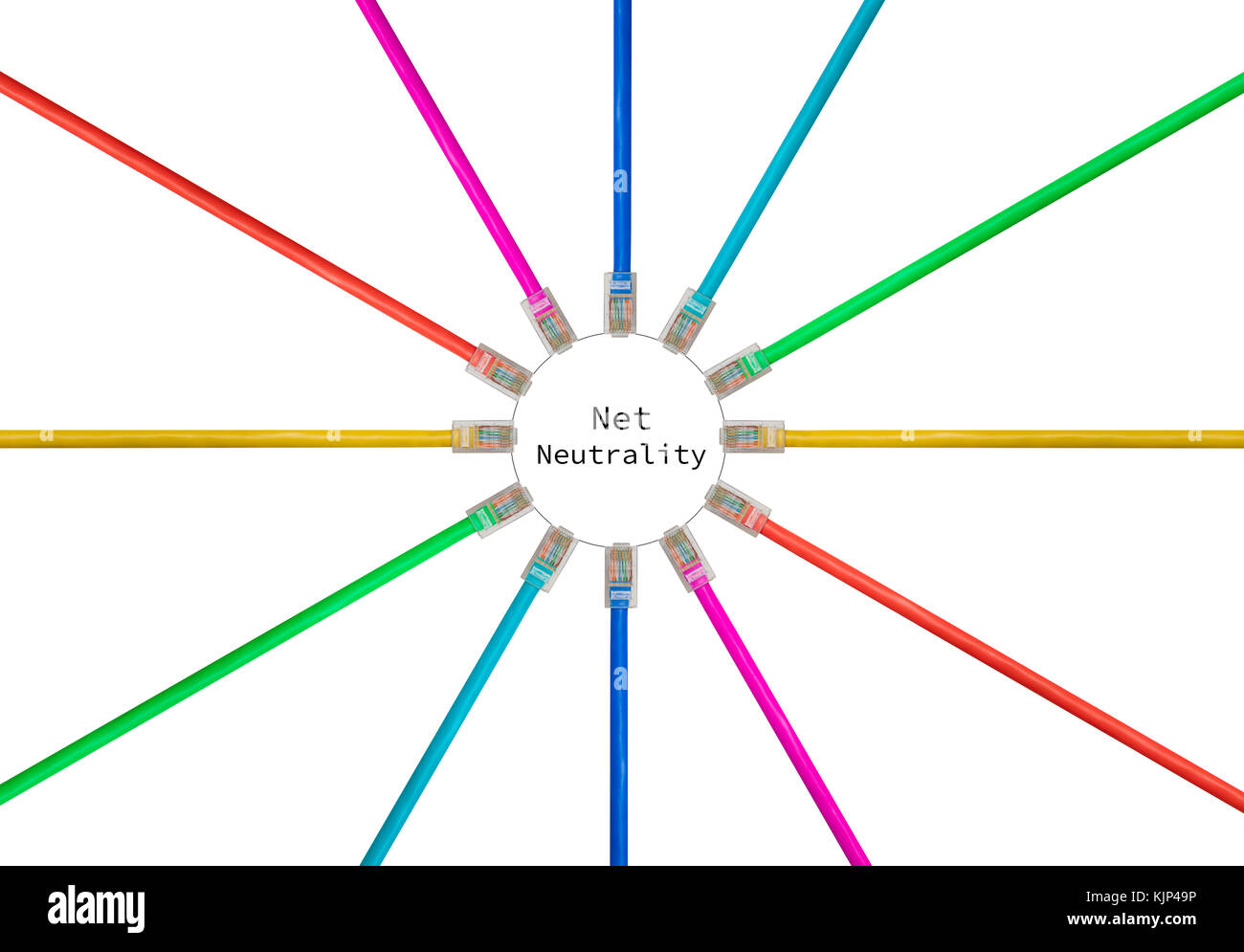 Arrangement of isolated cat5 cables to illustrate connections