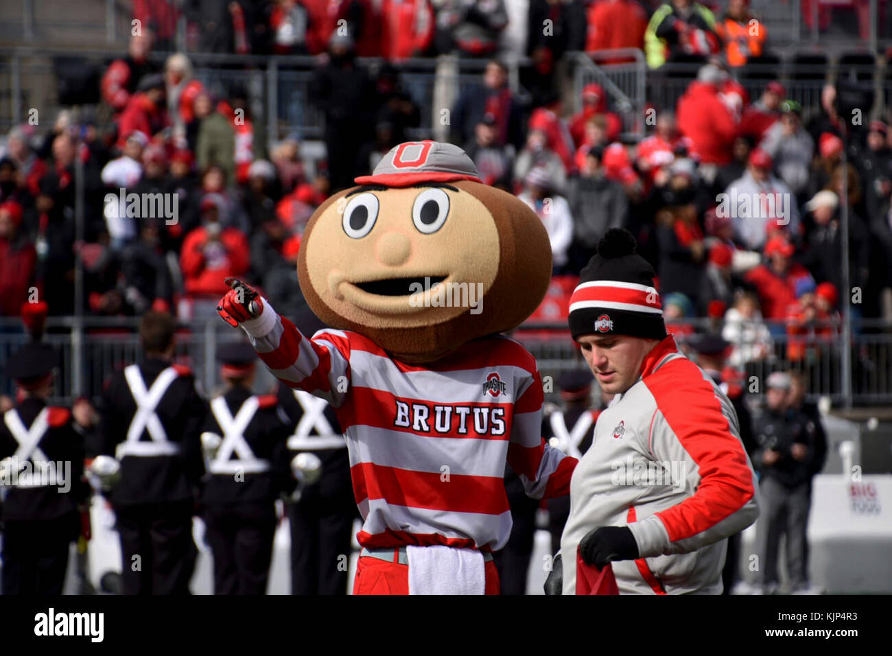 Brutus power points on the field at the Ohio State vs. Michigan State ...