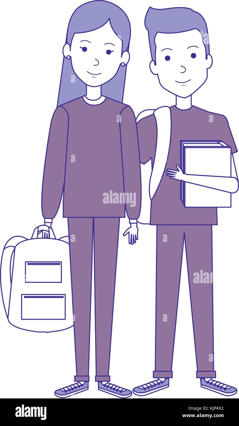 students couple avatars characters vector illustration design Stock ...