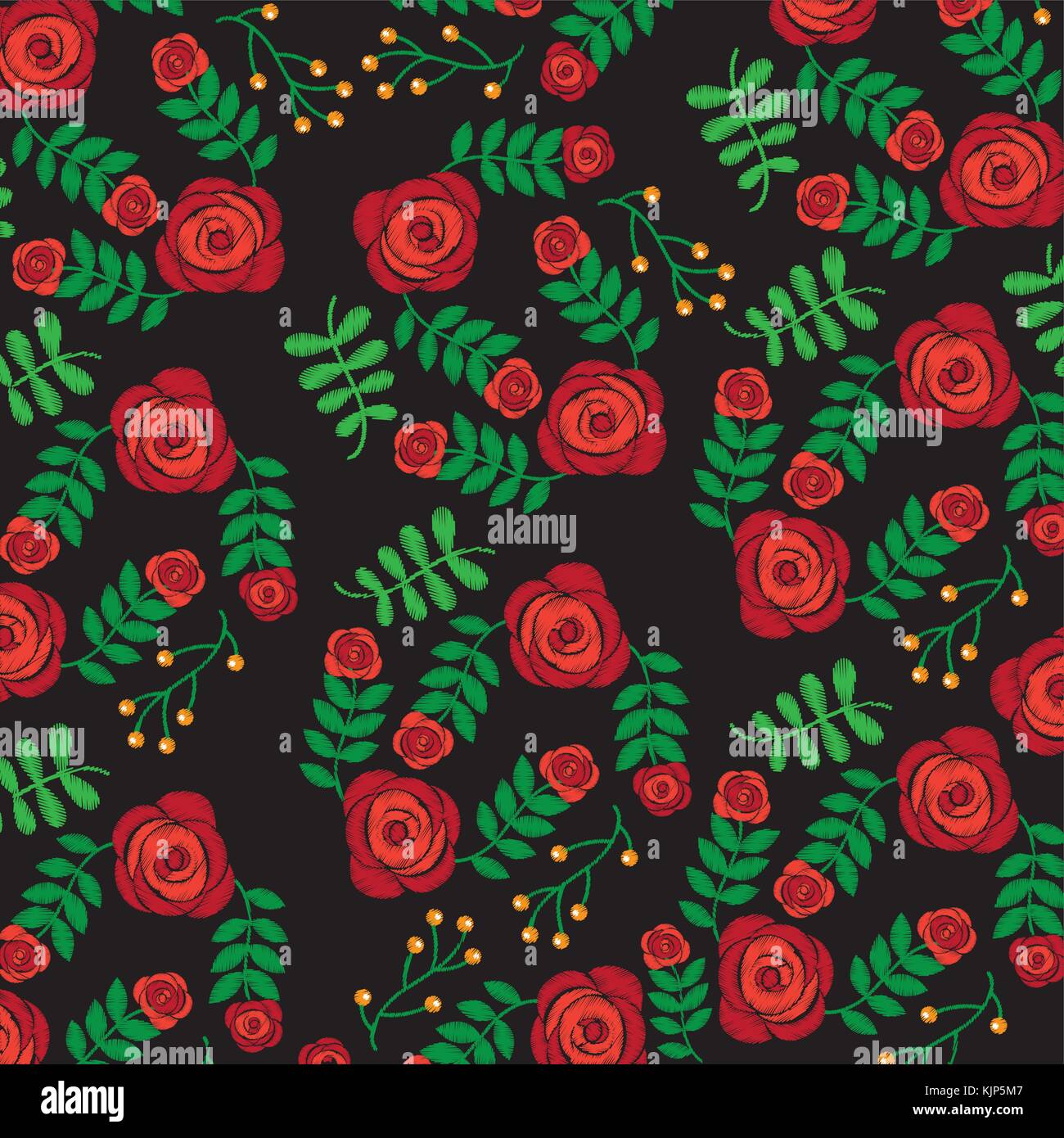 seamless pattern embroidery fashion roses flower print design Stock ...