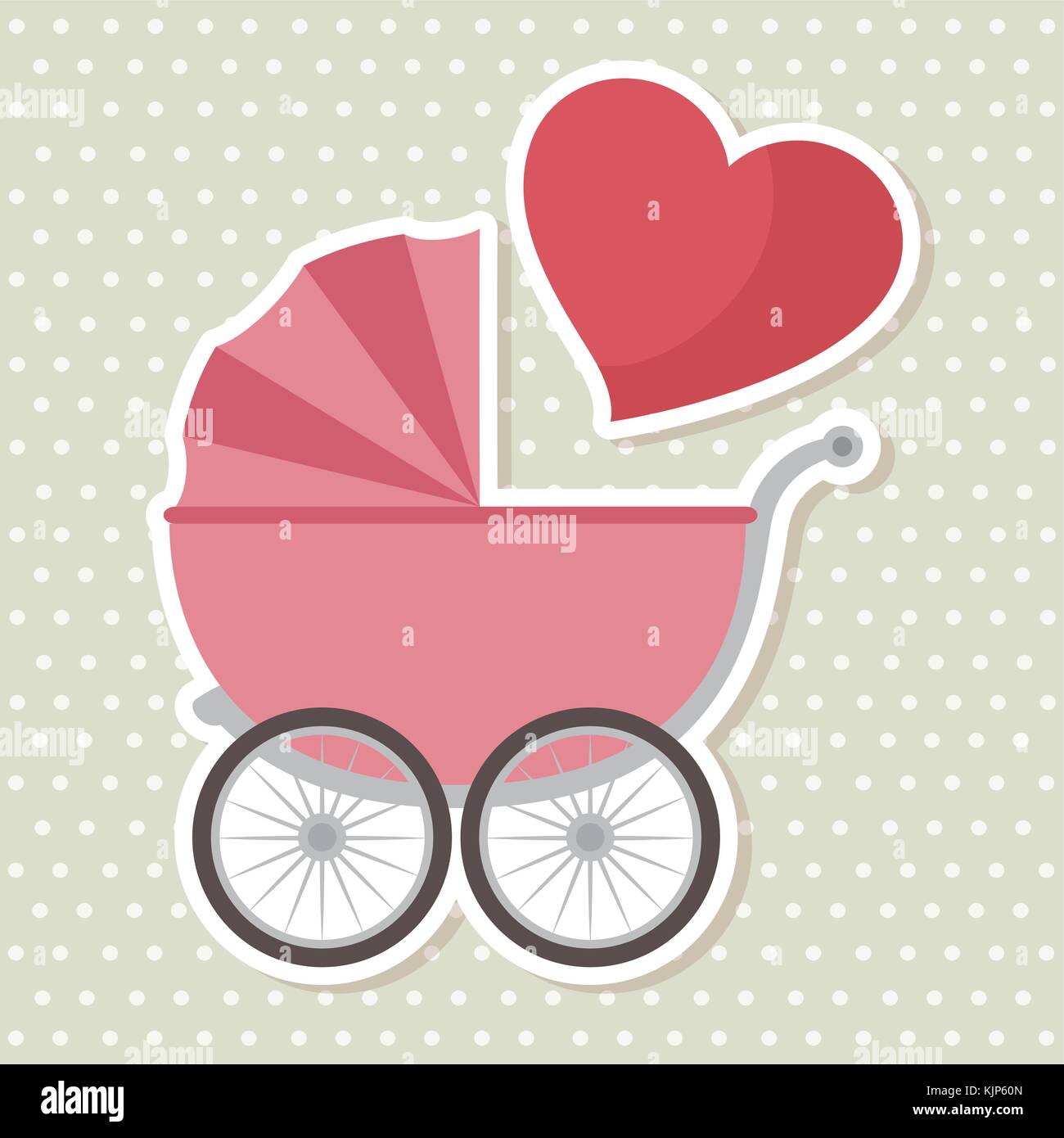 baby shower greeting card with a pink carriage vector illustration ...