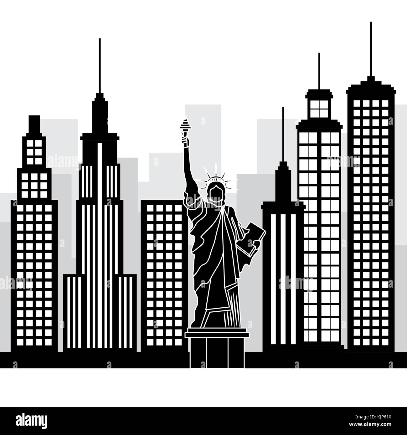 new york city statue of Liberty scene vector illustration design Stock ...