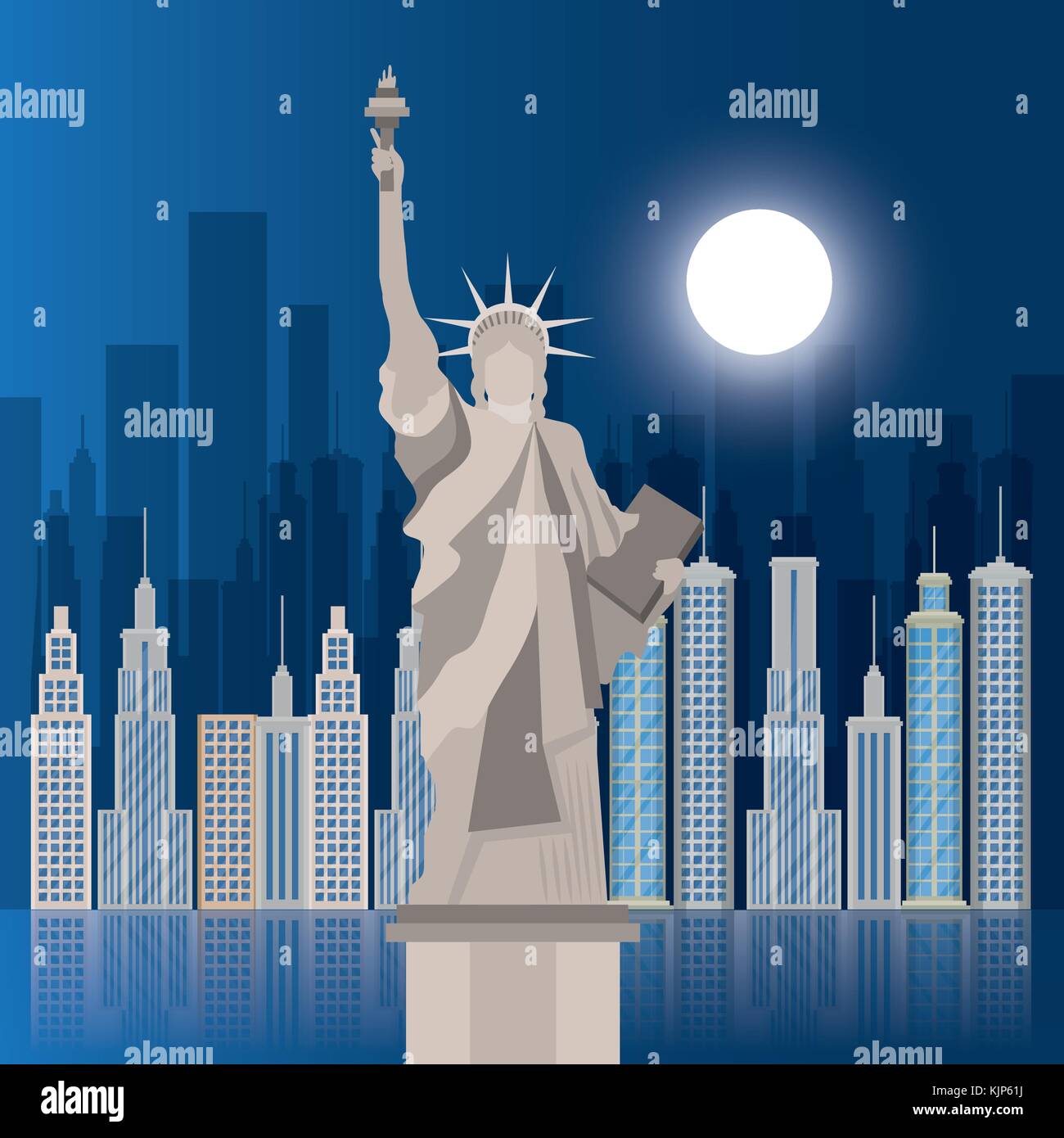 new york city statue of Liberty scene vector illustration design Stock ...