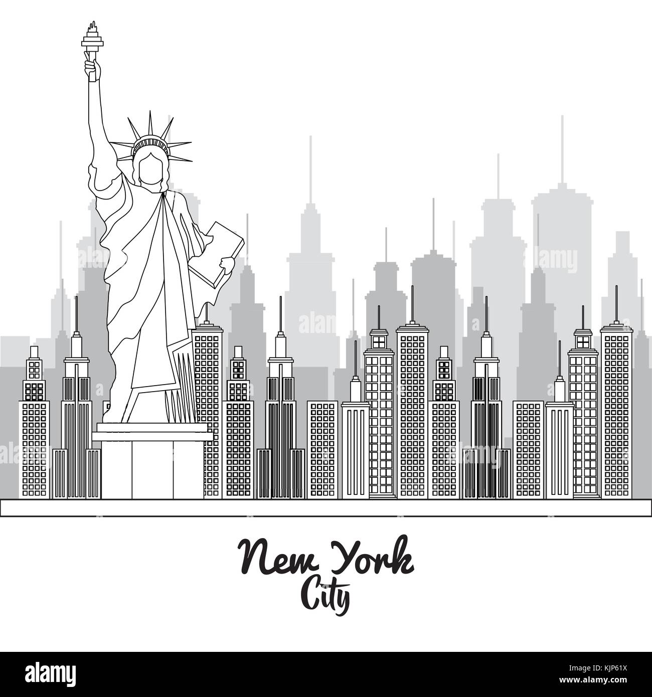new york city statue of Liberty scene vector illustration design Stock ...