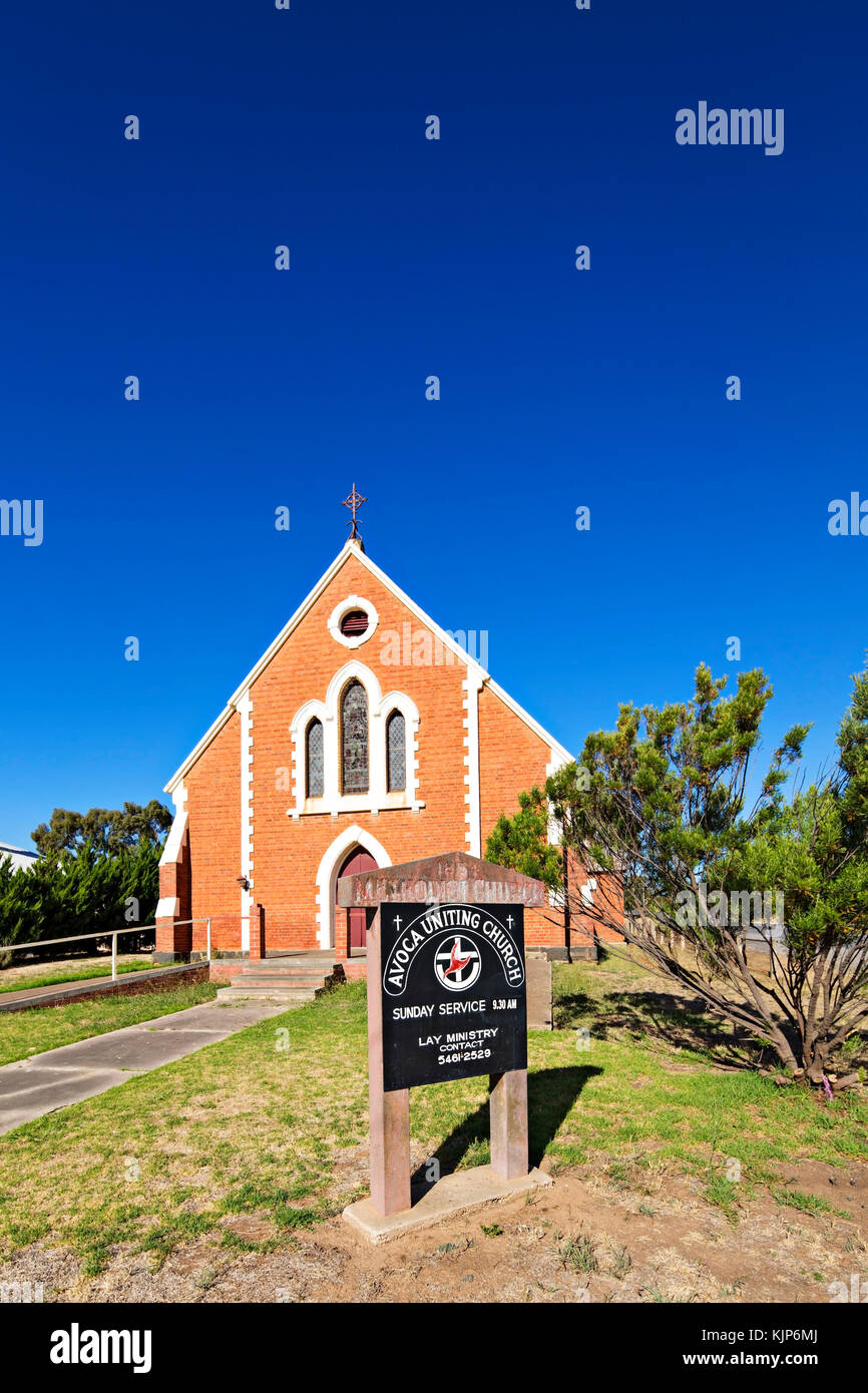 Former circa 1854 Methodist church in Avoca Victoria Australia,now called the Avoca Uniting Church. Stock Photo